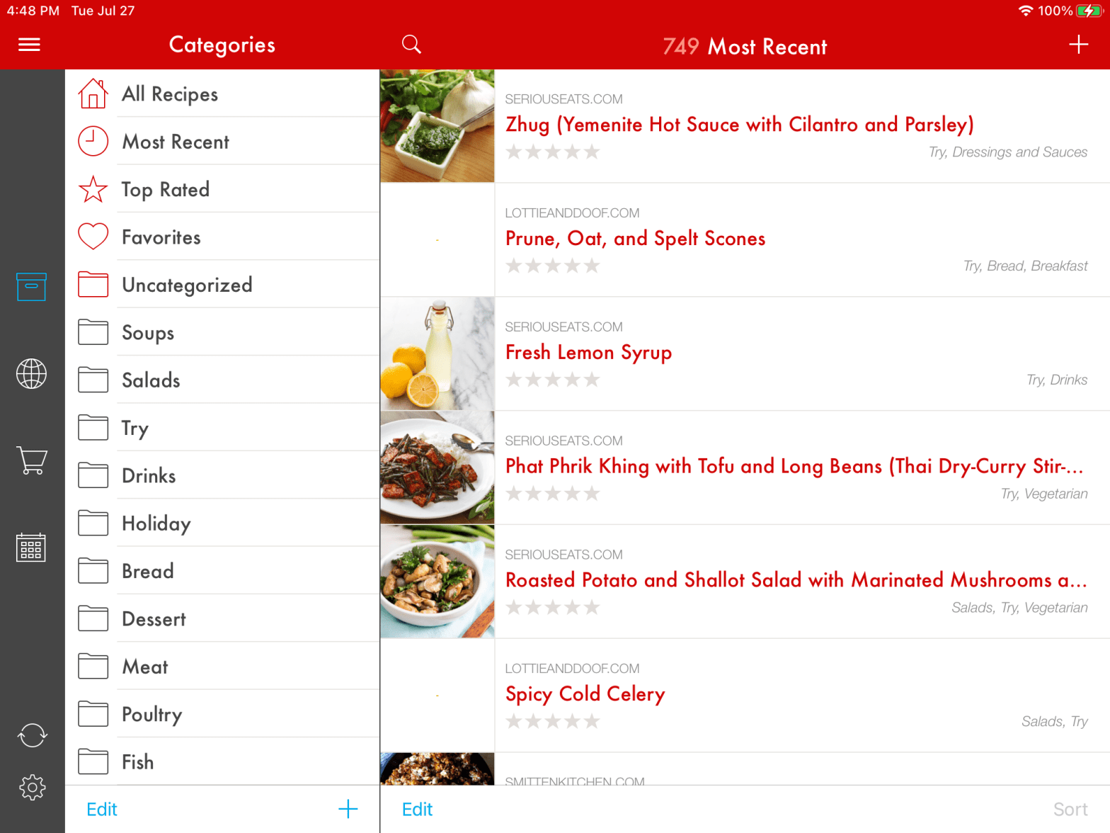 screen capture of Paprika recipe app